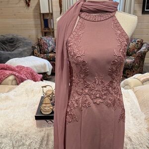 Azazie Dusty Rose Halter Neck Dress